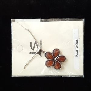 Koa wood Hawaii plumeria flower pendant